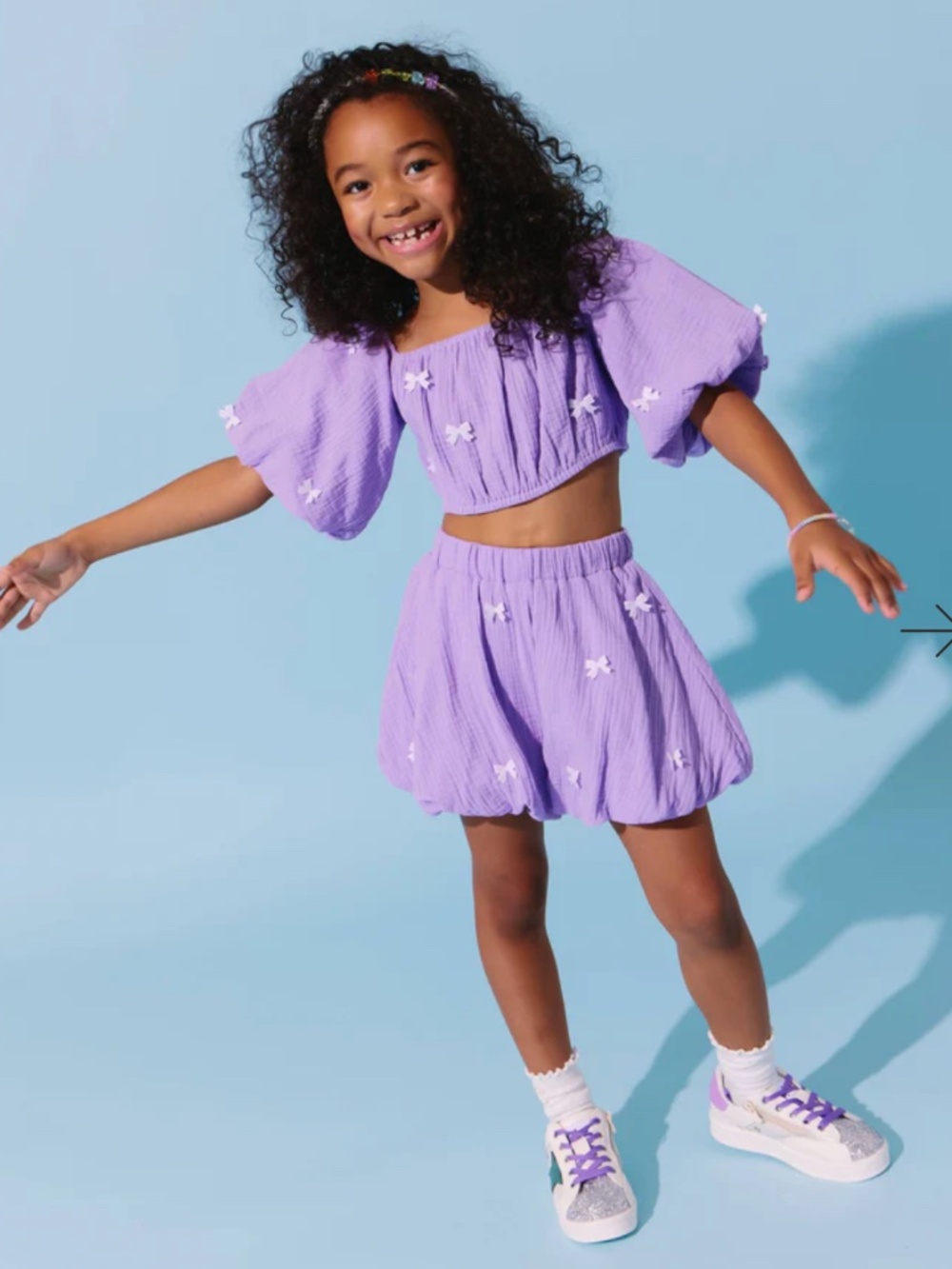 Lola And The Boys Lavender Hailey Bow Bubble Set Sz. 10